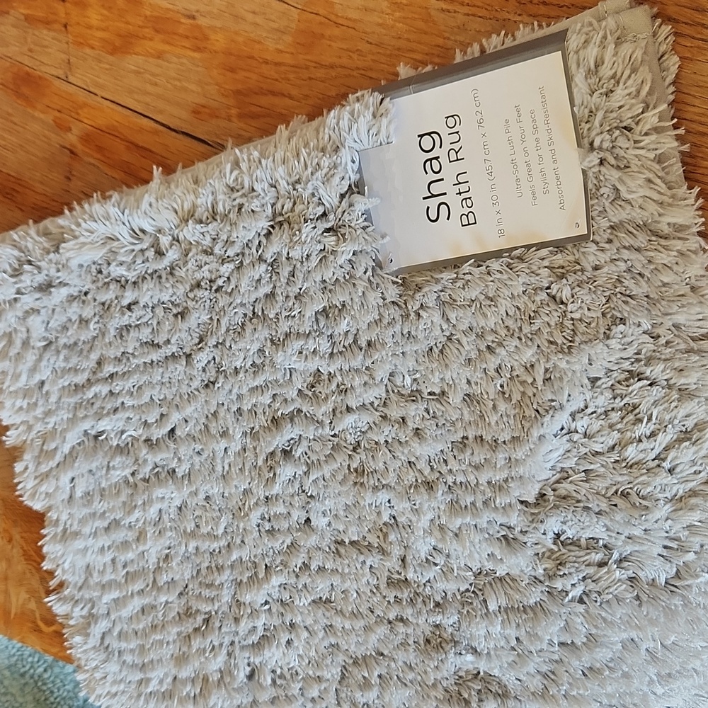 Shag Bath Rug Mat Gray Non Skid 18x30 Soft
